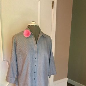 Talbots 100% cotton black&white check blouse